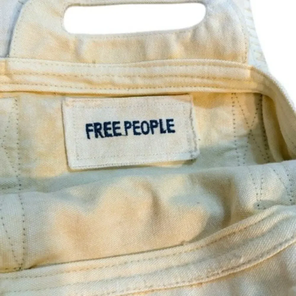 NWT Free People Cordes Canvas Tote Natural Blue Stripe Bag